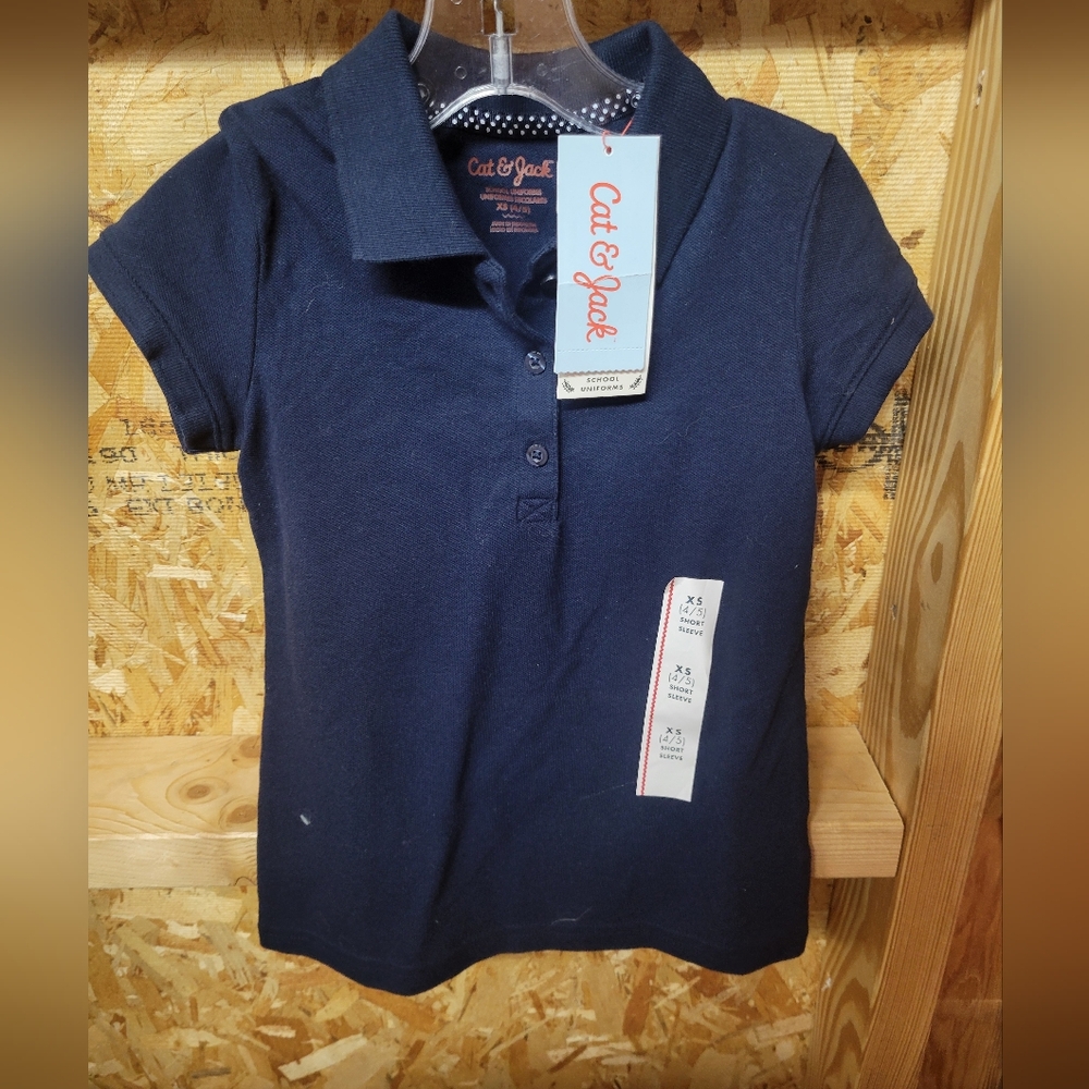 Cat & Jack Navy Polo Shirt‎ Youth Unisex Size XS 4/5